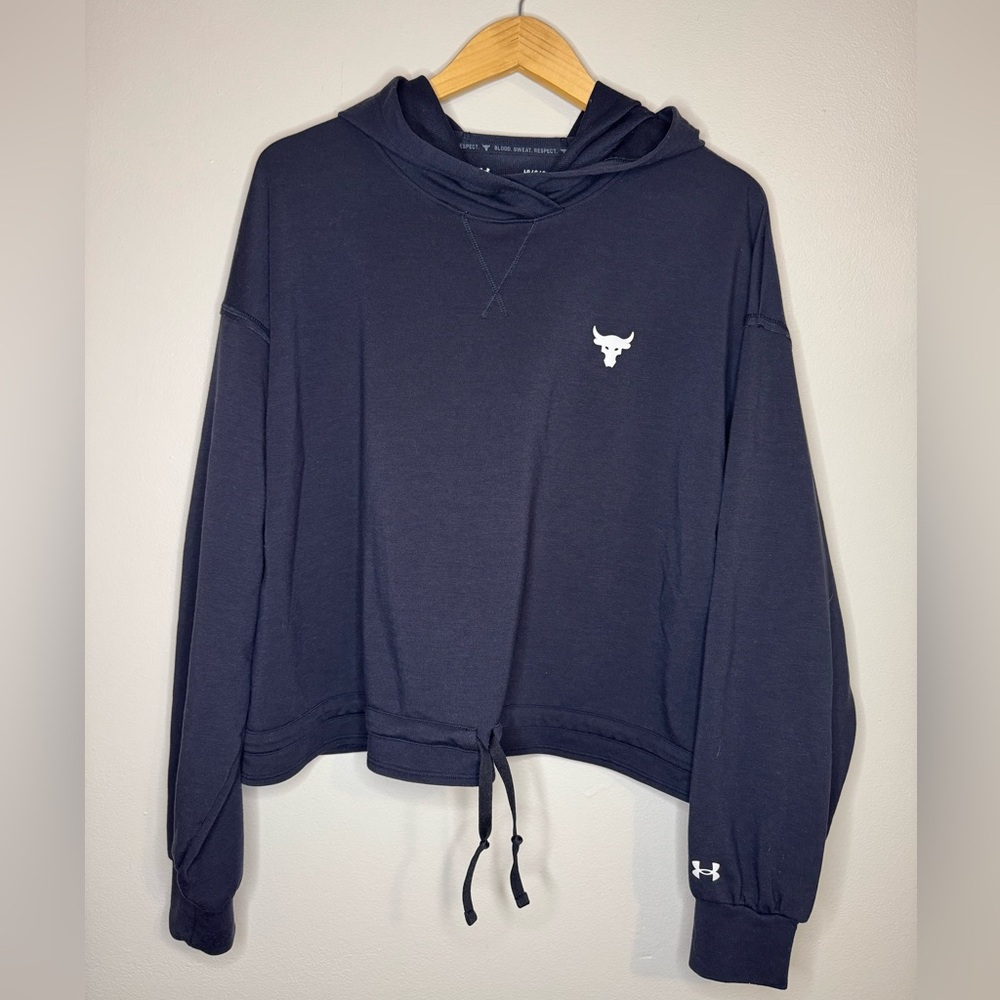 Under Armour Project Rock Cropped Hoodie Black Size L